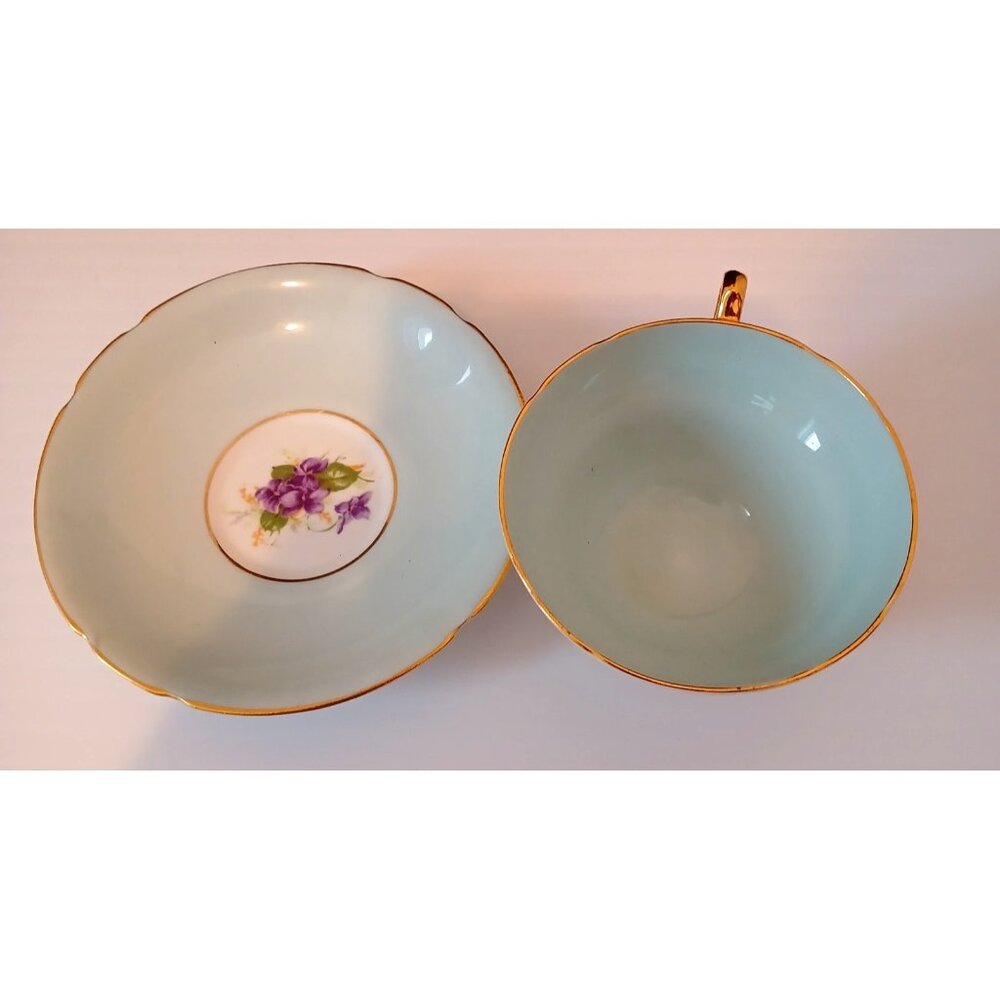 Vintage Stanley Fine Bone China Tea cup and Saucer Purple Flower England